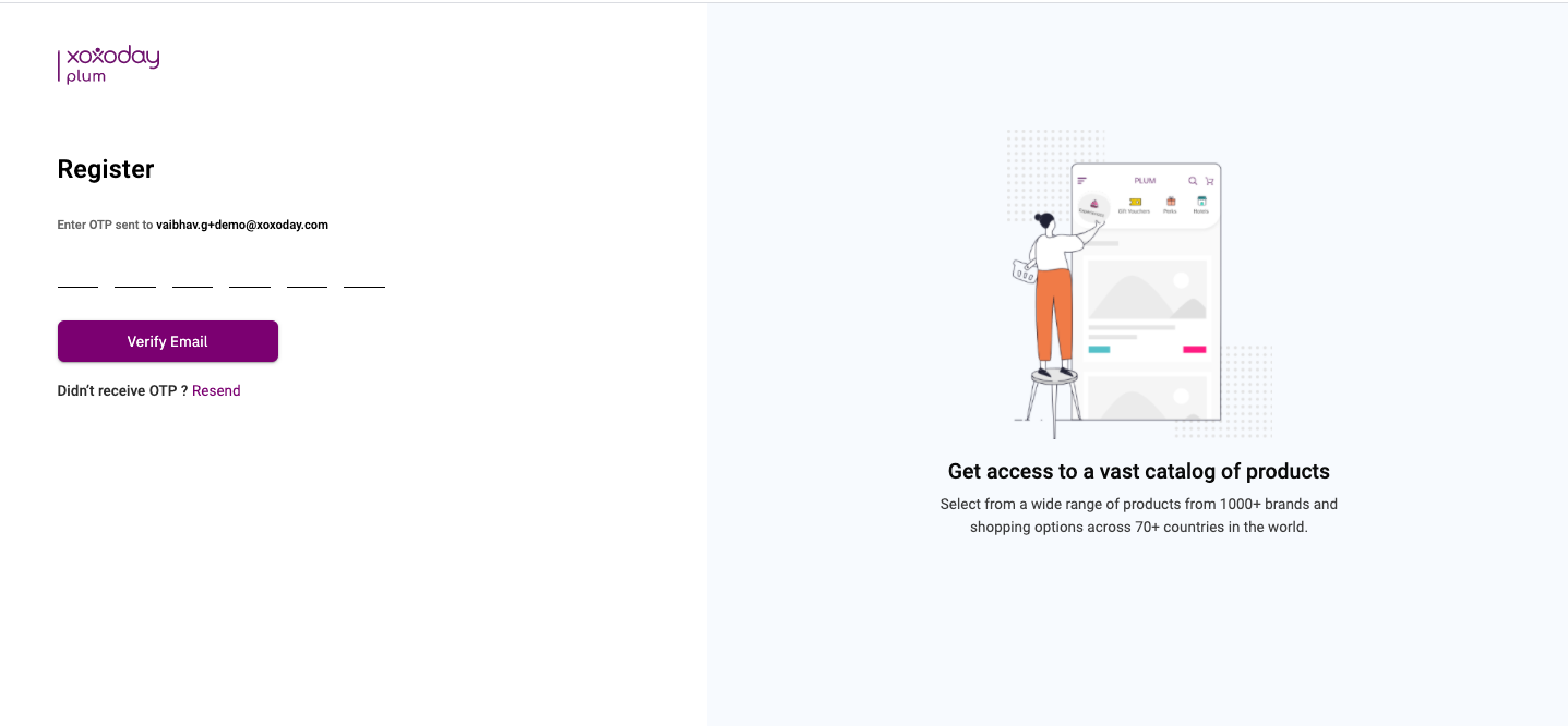 Steps to register with Xoxoday Plum Step 2: , Picture
