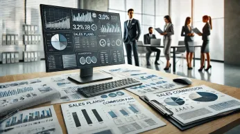 laptop with sales plan data